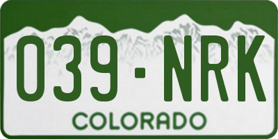 CO license plate 039NRK