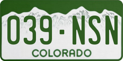 CO license plate 039NSN
