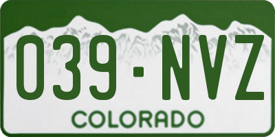 CO license plate 039NVZ