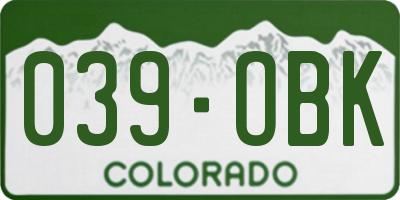CO license plate 039OBK
