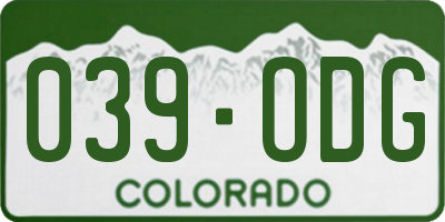 CO license plate 039ODG