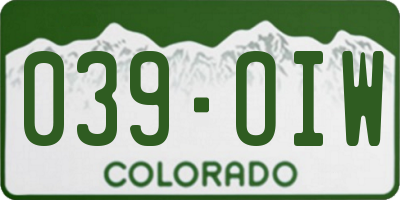 CO license plate 039OIW