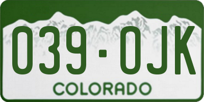 CO license plate 039OJK