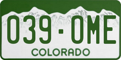CO license plate 039OME