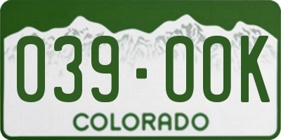 CO license plate 039OOK