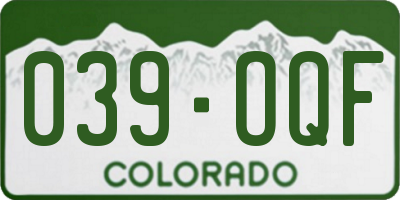 CO license plate 039OQF