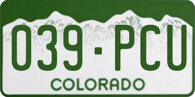 CO license plate 039PCU