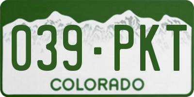CO license plate 039PKT