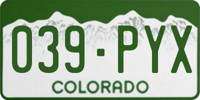 CO license plate 039PYX