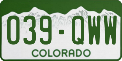 CO license plate 039QWW