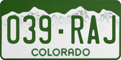 CO license plate 039RAJ