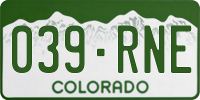 CO license plate 039RNE