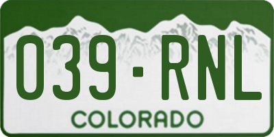 CO license plate 039RNL