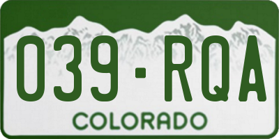 CO license plate 039RQA