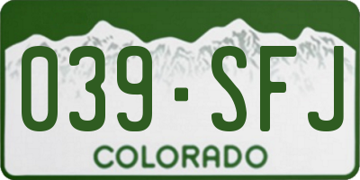 CO license plate 039SFJ