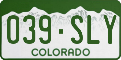 CO license plate 039SLY