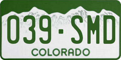 CO license plate 039SMD