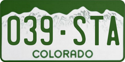 CO license plate 039STA