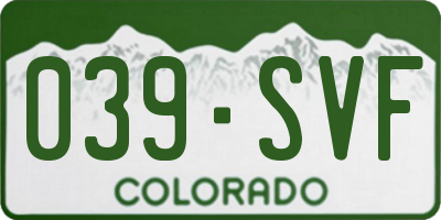 CO license plate 039SVF