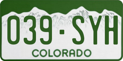 CO license plate 039SYH