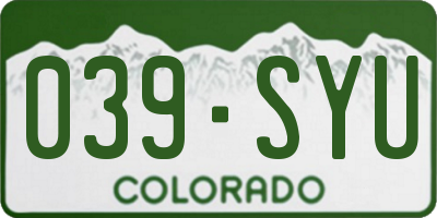 CO license plate 039SYU