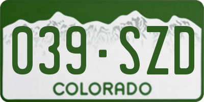 CO license plate 039SZD