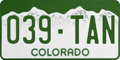 CO license plate 039TAN