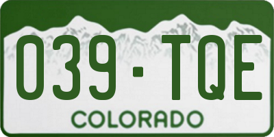 CO license plate 039TQE