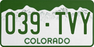 CO license plate 039TVY