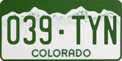 CO license plate 039TYN