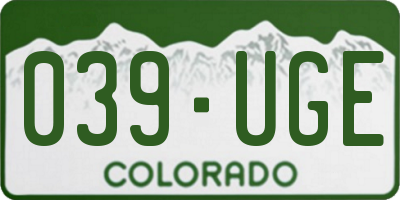 CO license plate 039UGE