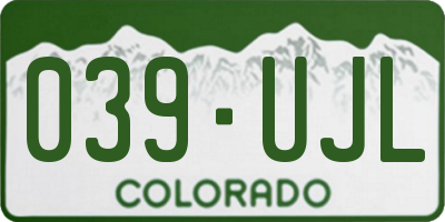 CO license plate 039UJL