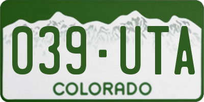 CO license plate 039UTA