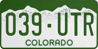 CO license plate 039UTR