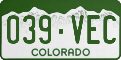 CO license plate 039VEC