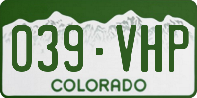 CO license plate 039VHP