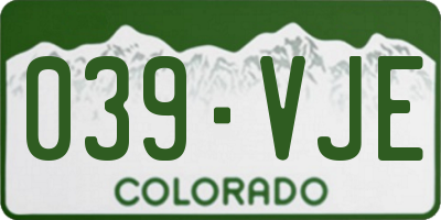CO license plate 039VJE