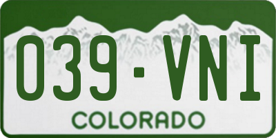 CO license plate 039VNI