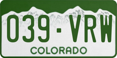 CO license plate 039VRW
