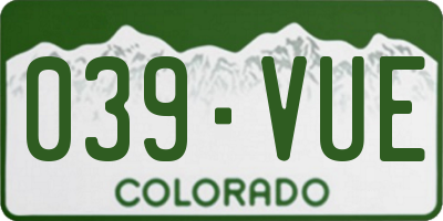 CO license plate 039VUE