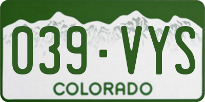 CO license plate 039VYS