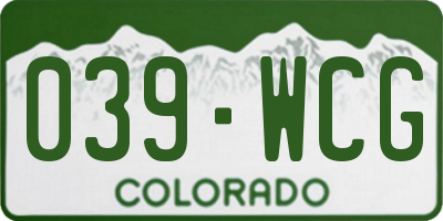 CO license plate 039WCG