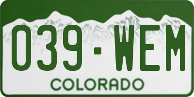 CO license plate 039WEM