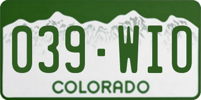 CO license plate 039WIO