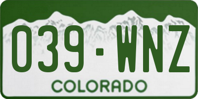CO license plate 039WNZ