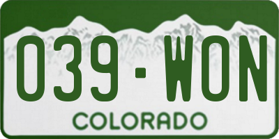 CO license plate 039WON