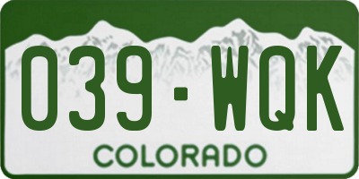 CO license plate 039WQK