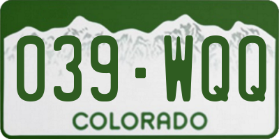 CO license plate 039WQQ