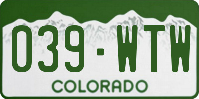 CO license plate 039WTW
