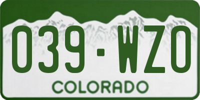 CO license plate 039WZO